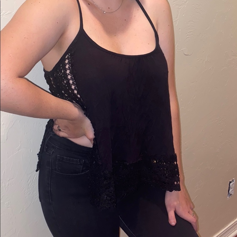 black crotchet tank top